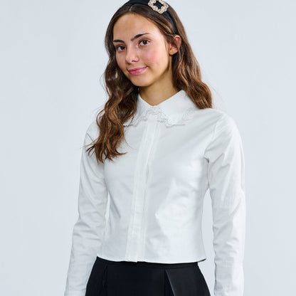 Lace Collar Top - White