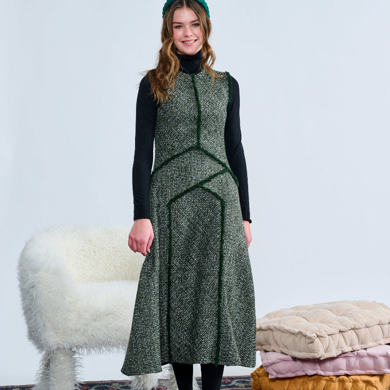 Tweed Shimmer Jumper - Olive
