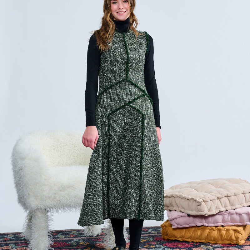 Tweed Shimmer Jumper - Olive