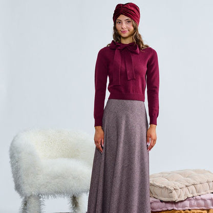 Knit Tie Bow Top - Wine