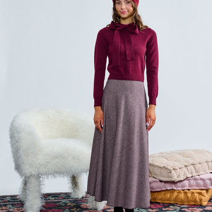 Knit Tie Bow Top - Wine