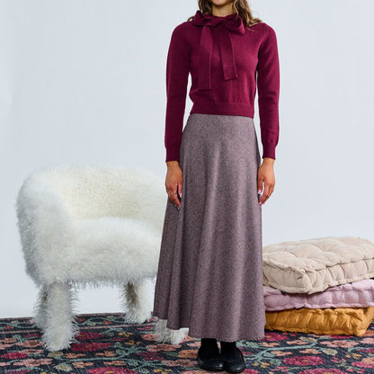 Houndstooth Wool Skirt - Black