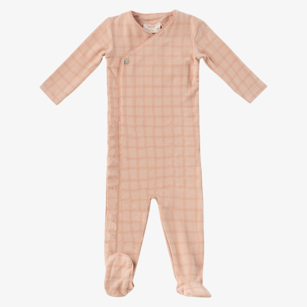 Felt Plaid Footie - Pink