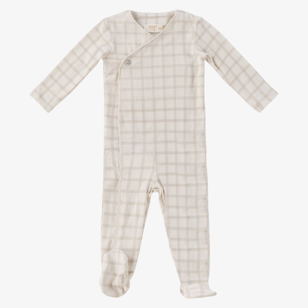 Felt Plaid Footie - White