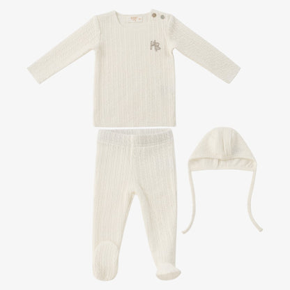 Cable Knit 3 Piece Set - White
