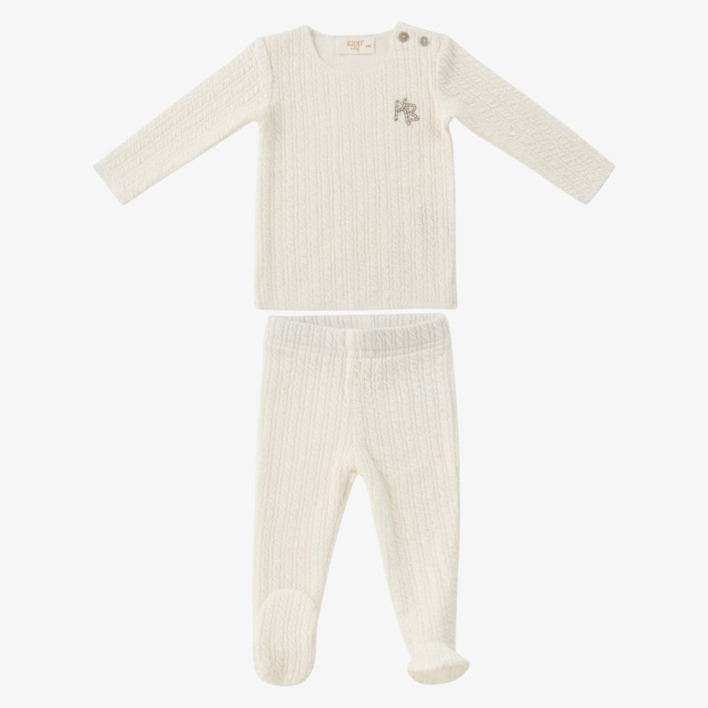 Cable Knit 3 Piece Set - White