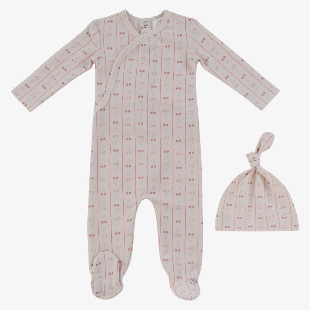 Cerise Footie And Hat - Pink