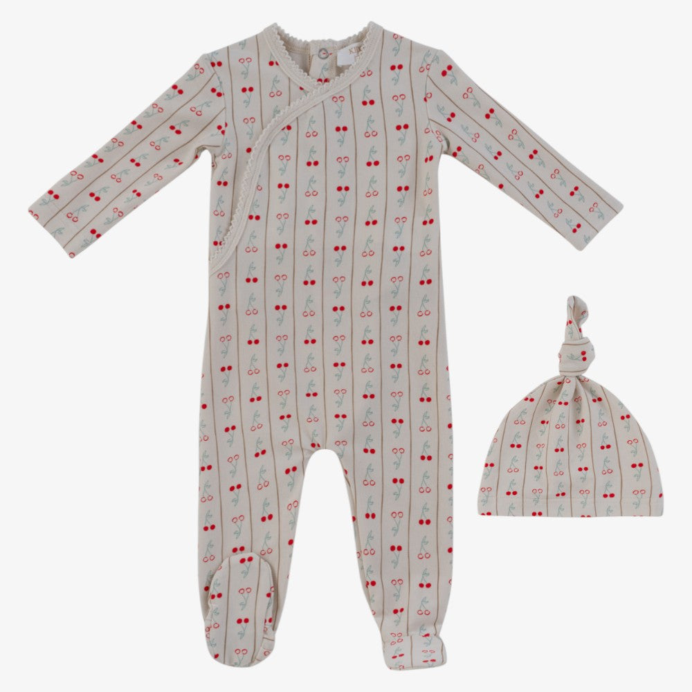 Cerise Footie And Hat - Red