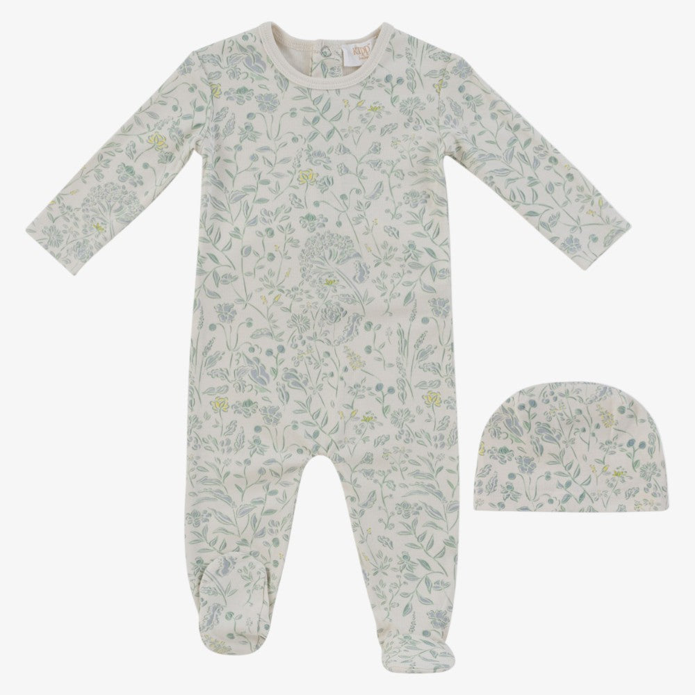 Sprout Footie And Hat - Blue