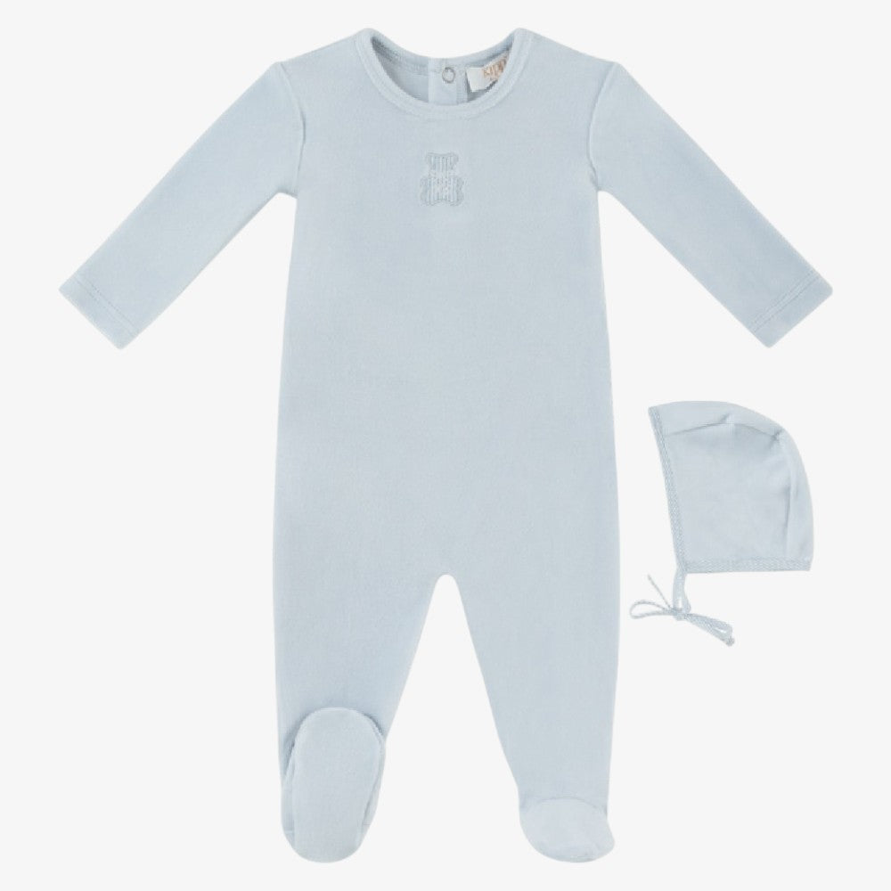 Petit Ours Footie And Hat - Blue