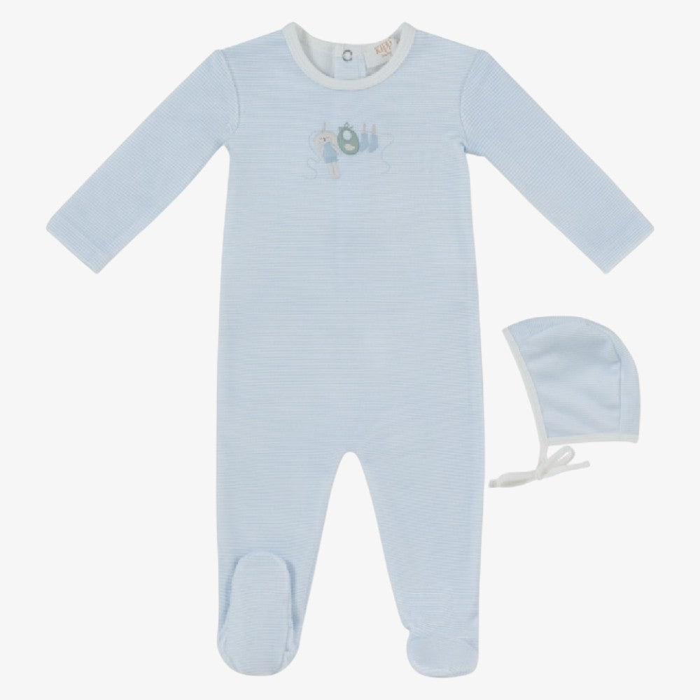 Bunny Footie And Hat - Blue