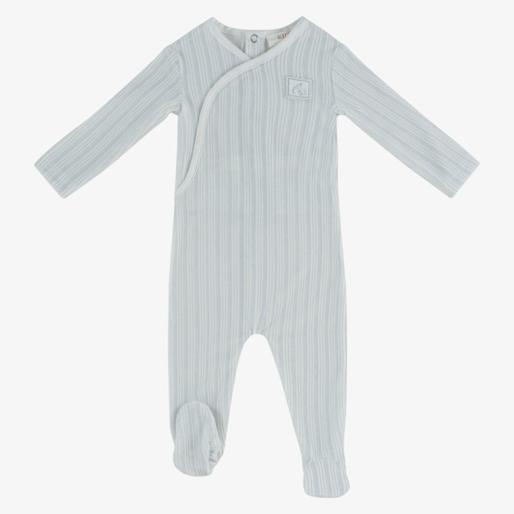 Stripe Stamp Footie - Blue