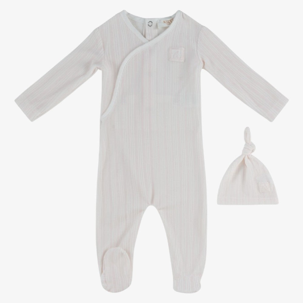Stripe Stamp Footie - Pink