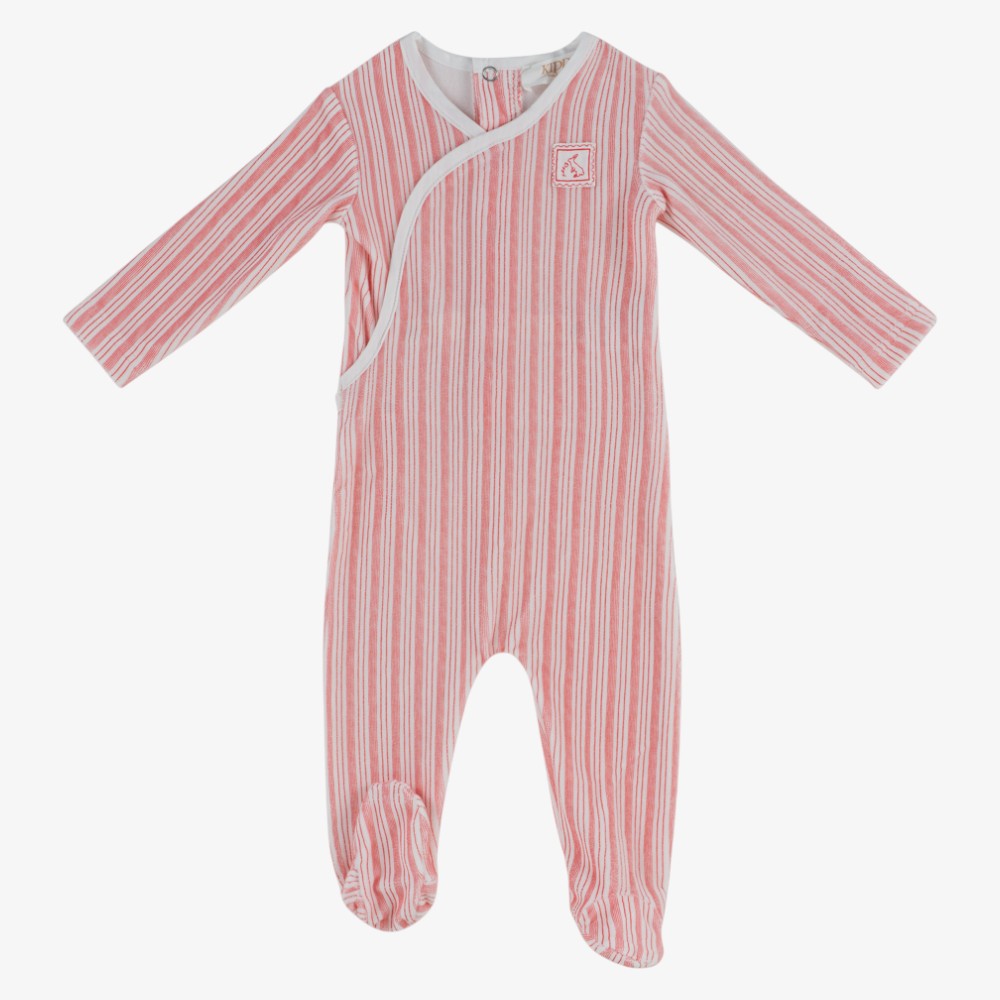 Stripe Stamp Footie - Red
