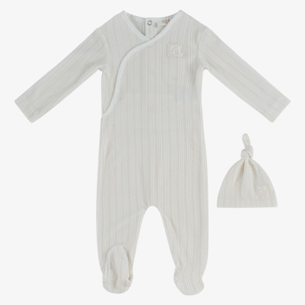 Stripe Stamp Footie - Stone