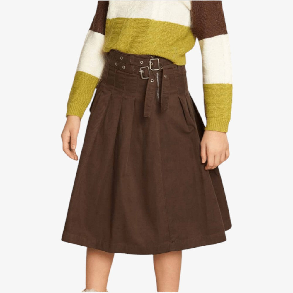 Belted Skirt - Dark Brown