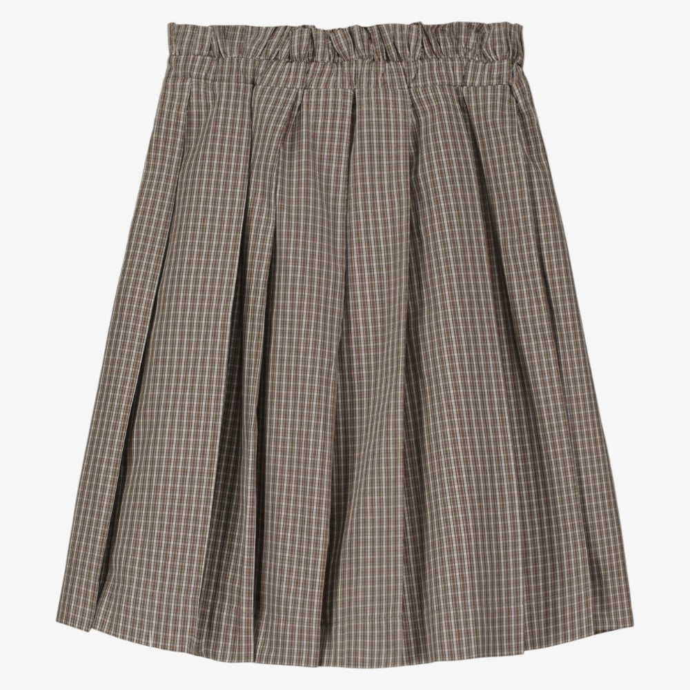 Plaid Pleated Skirt - Brown