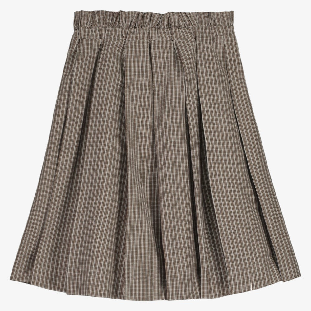 Plaid Pleated Skirt - Brown