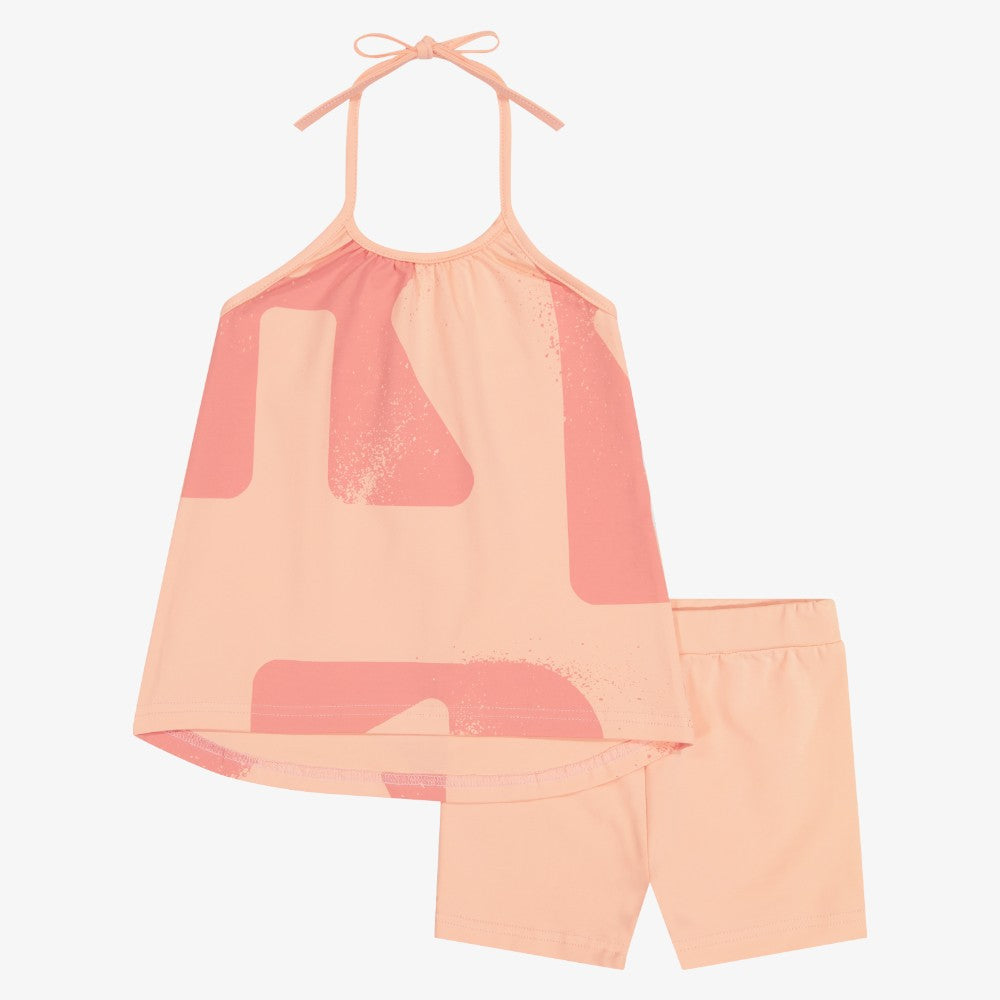 Tess Logo Top And Shorts - Pink Coral