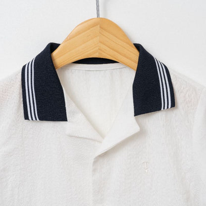 Collar Shirt - White &amp; Lt Blue
