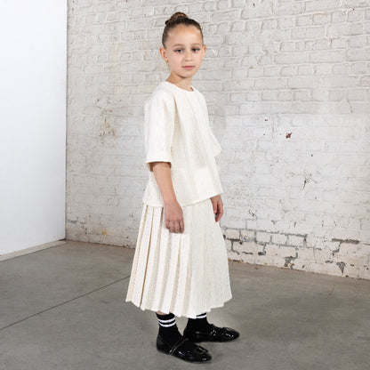 Pleat Woven Skirt - White