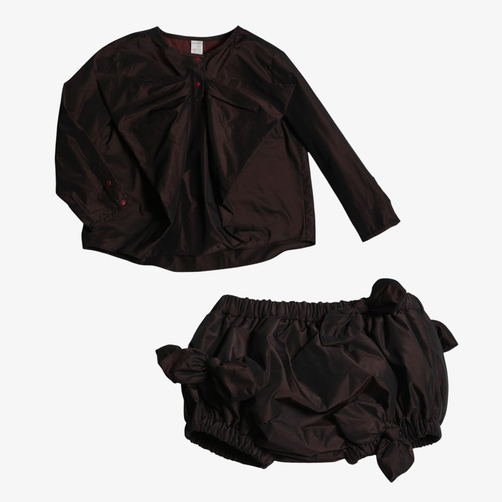 Estrella Bow Blouse And Bloomer - Raisin
