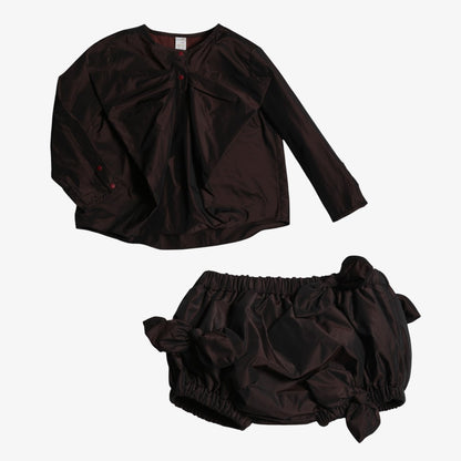 Estrella Bow Blouse And Bloomer - Raisin