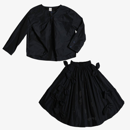 Estrella Bow Embellished Blouse And Skirt - Sapphire