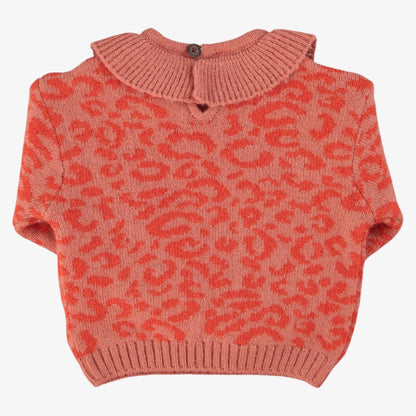 Animal Print Collar Sweater - Pink