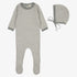Two Tone Knit Footie And Hat - Light Blue