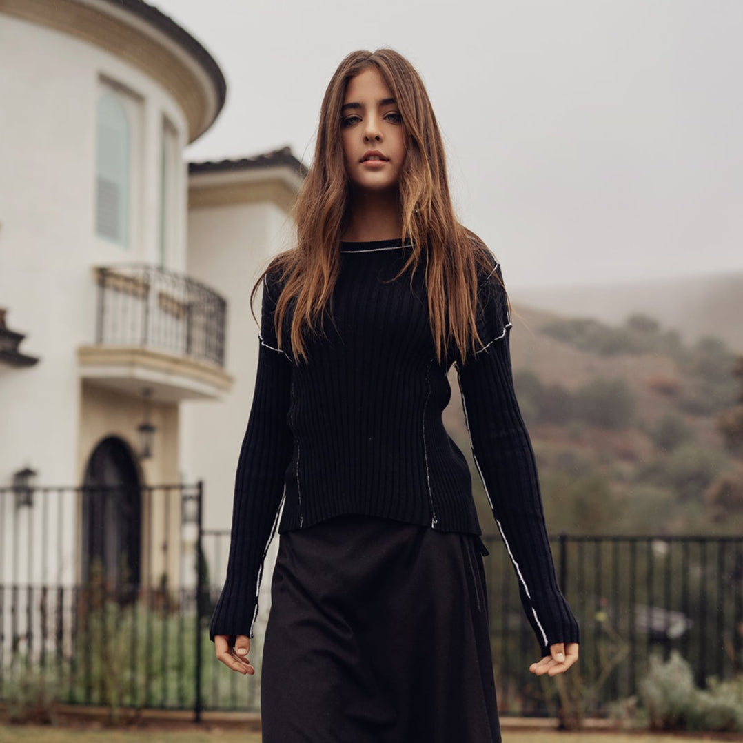 Ribbed Sweater - Black
