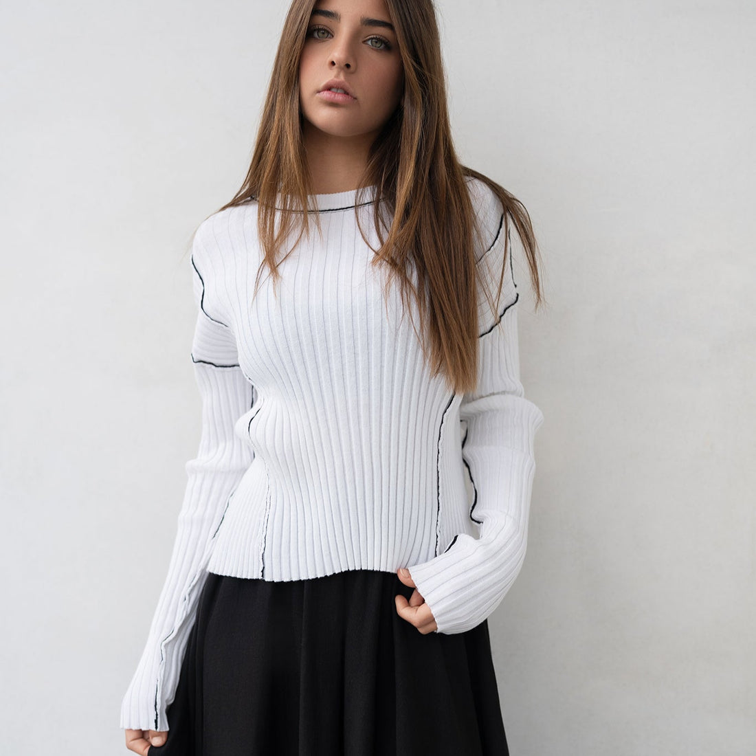 Ribbed Sweater - White