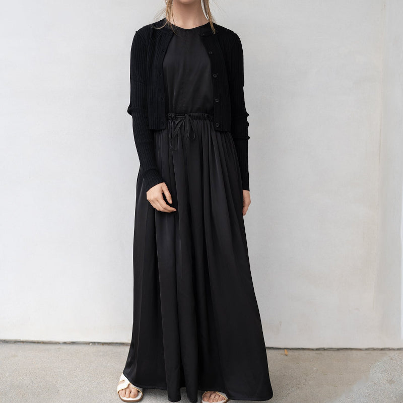 Drawstring Maxi Dress - Black