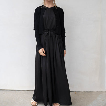 Drawstring Maxi Dress - Black