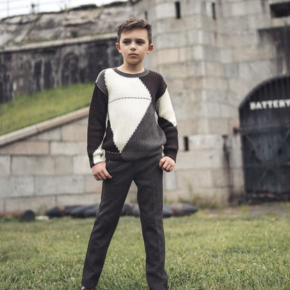 Long Pants - Coffee Herringbone