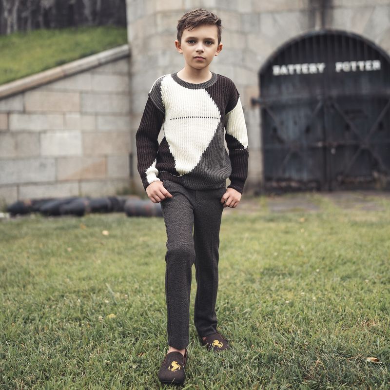 Long Pants - Coffee Herringbone