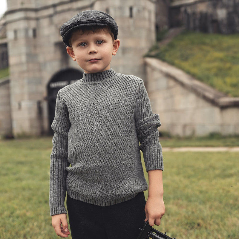 Diagonal Rib Sweater - Grey