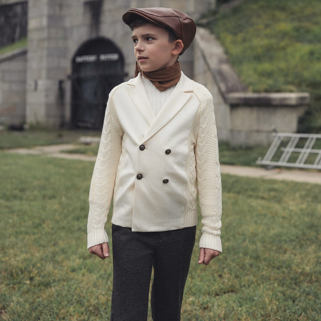 Knit Cable Blazer - Cream
