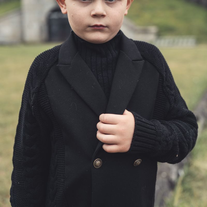 Knit Cable Blazer - Black
