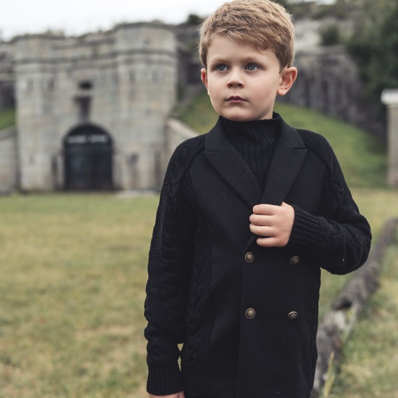 Knit Cable Blazer - Black