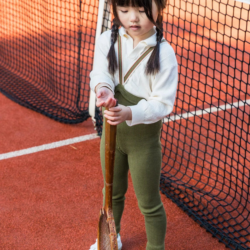 Footless Tights - Olive Stripe