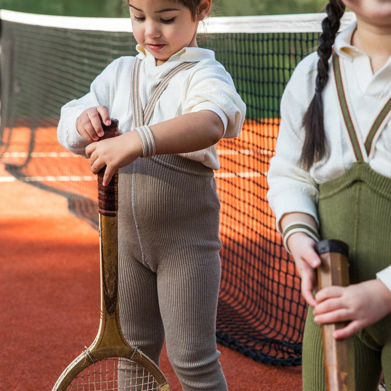 Footless Tights - Oyster Grey Stripe