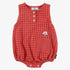 Embroidered Flower Romper - Red Check