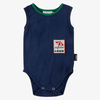 Embroidered Patch Romper - Navy