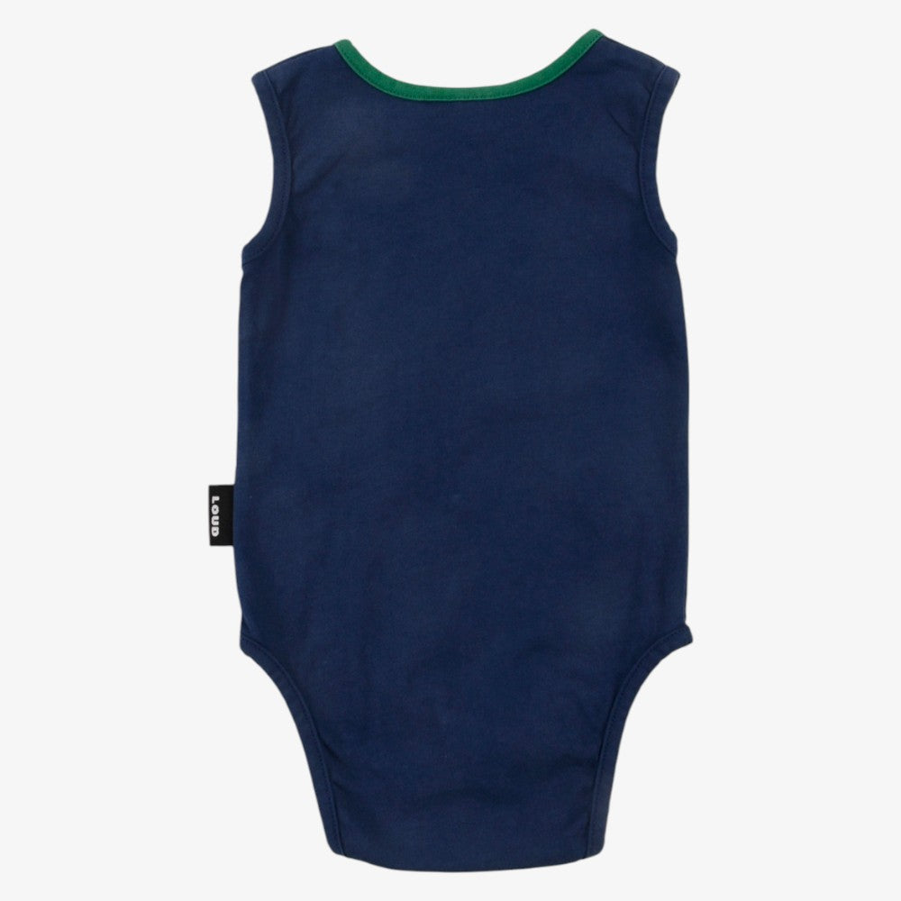 Embroidered Patch Romper - Navy