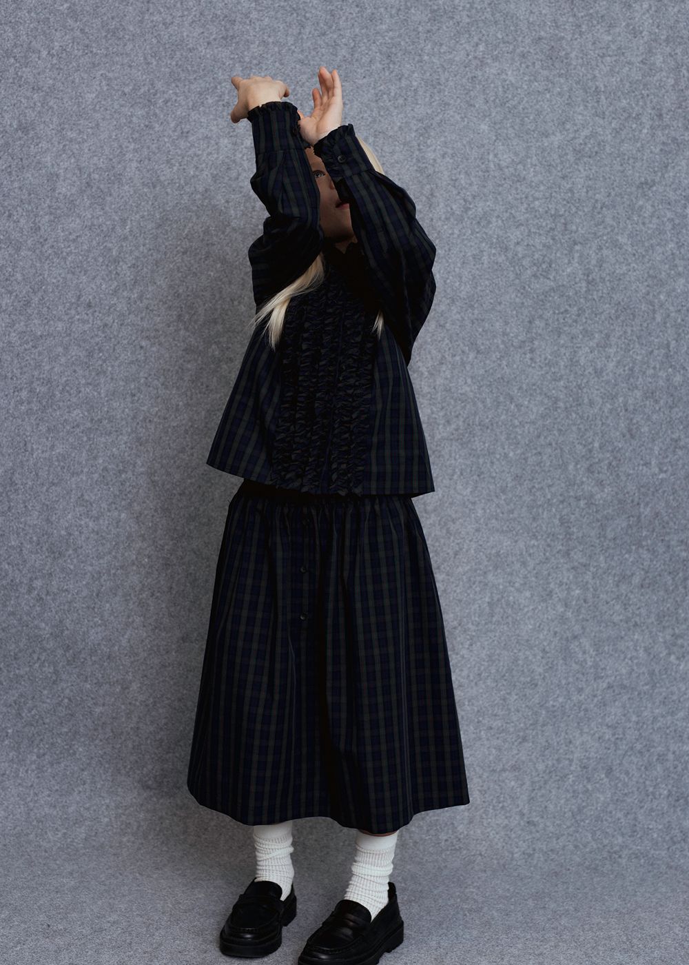 Aras Blouse - Green Checks