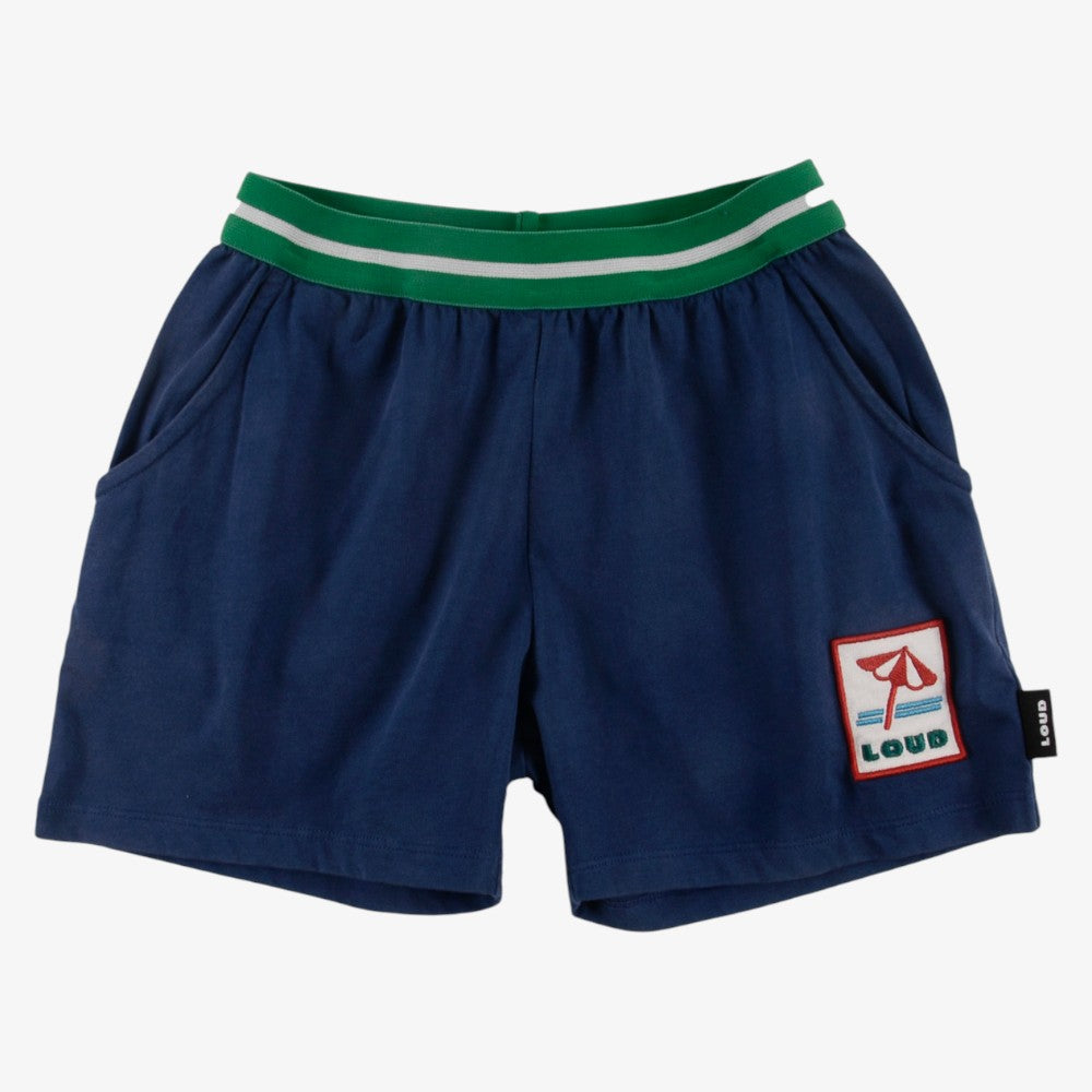 Embroidered Patch Shorts - Navy