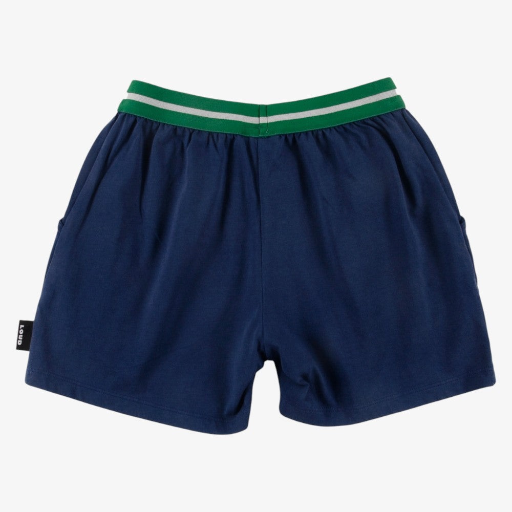Embroidered Patch Shorts - Navy