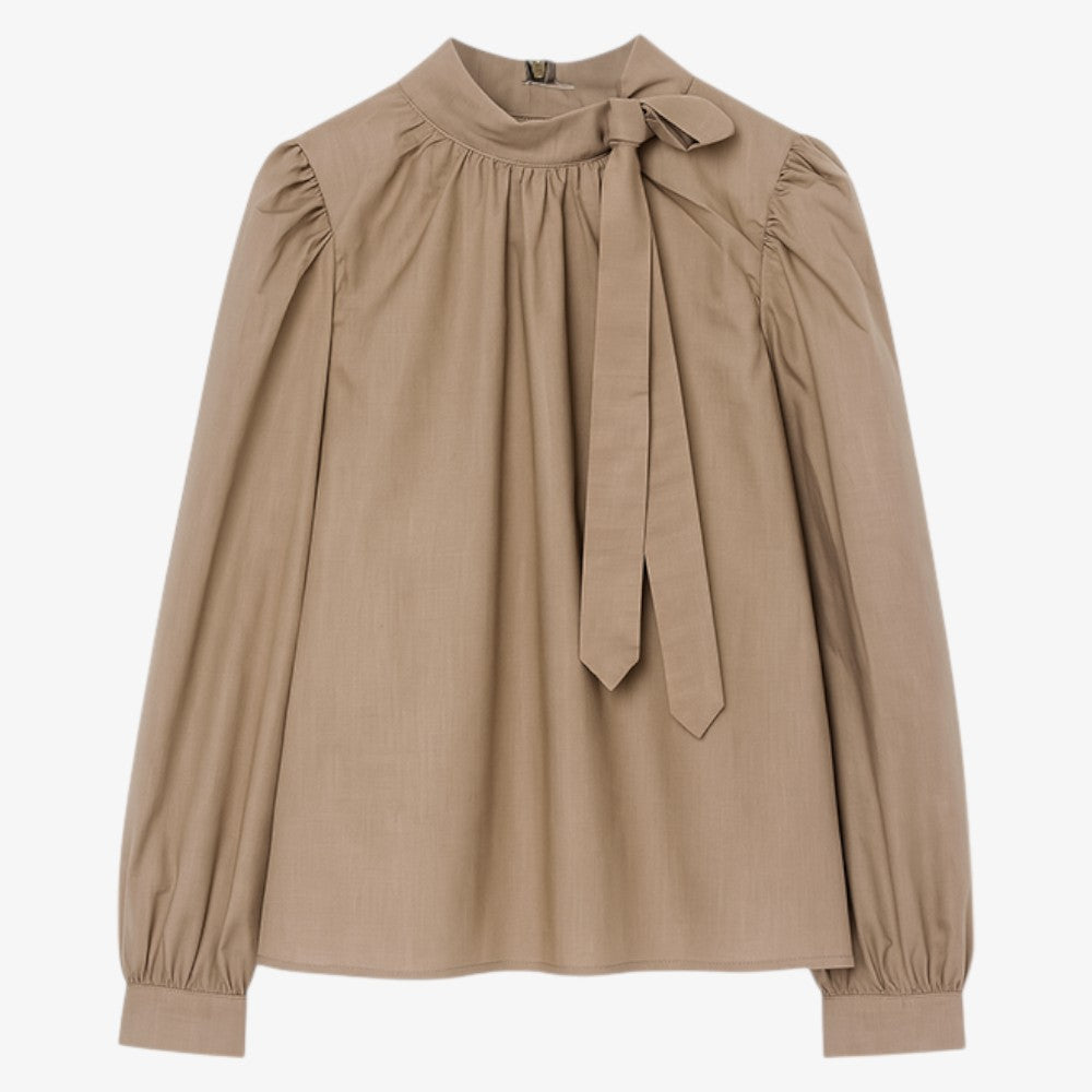 Blouse With Bow - Beige