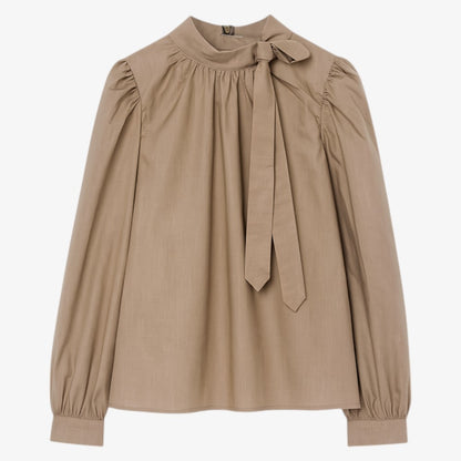 Blouse With Bow - Beige